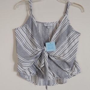 Hayden Los Angeles Women's Medium Striped Crop Top Knot Front